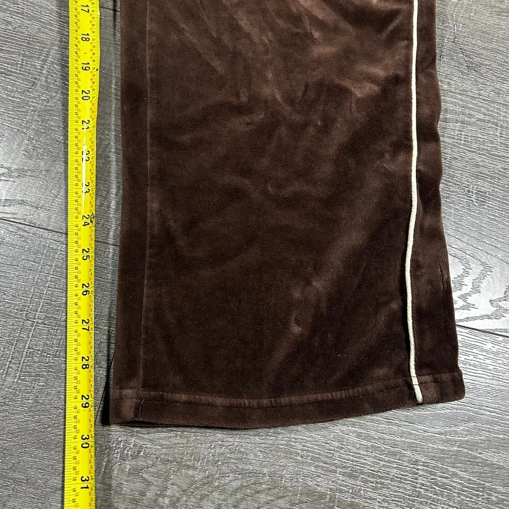 Sweatledo Brown Velour Track Pants Baggy Y2K Side Stripe Joggers Mens XL